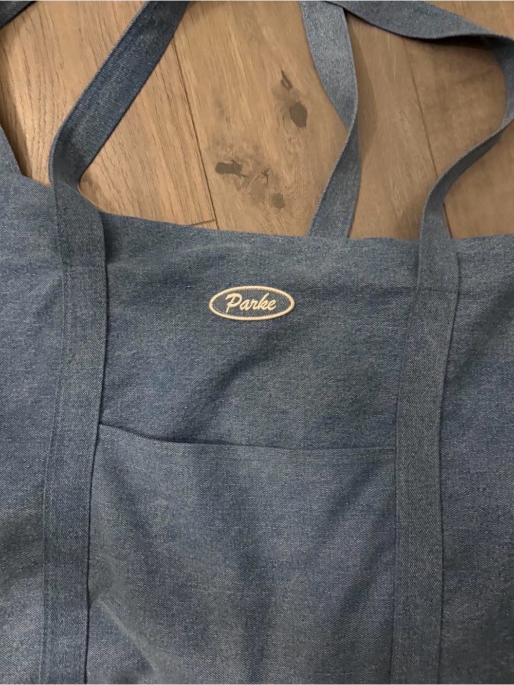 PARKE by Chelsea parke Kramer denim large tote bag with front pocket